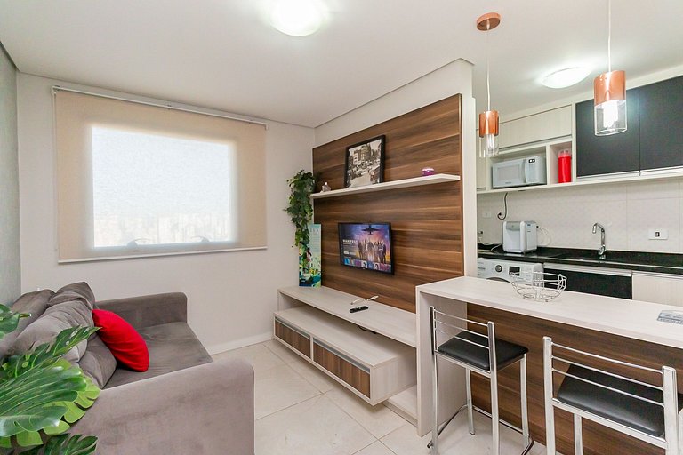 Apto de 1q no 29º andar, c/ vaga e piscina-SEV2905