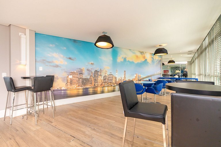 Apto de 1q no 29º andar, c/ vaga e piscina-SEV2905