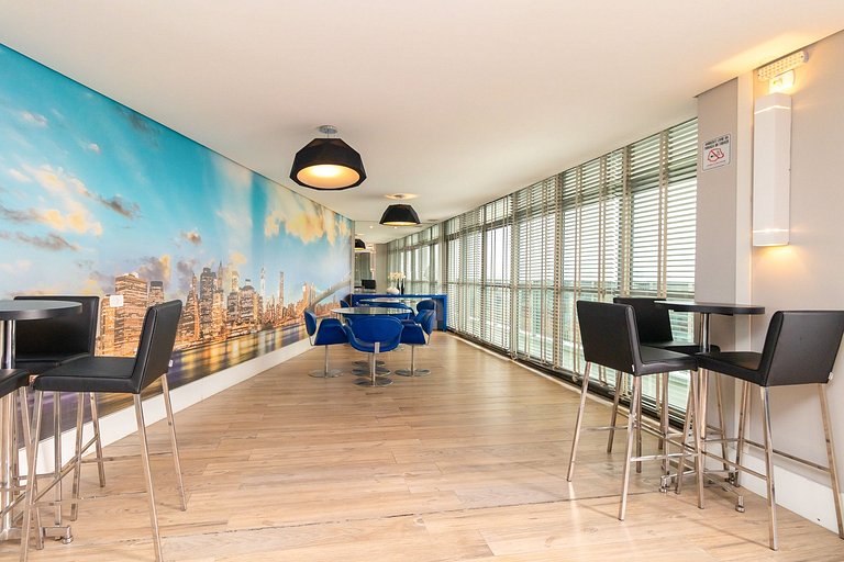 Apto de 1q no 29º andar, c/ vaga e piscina-SEV2905