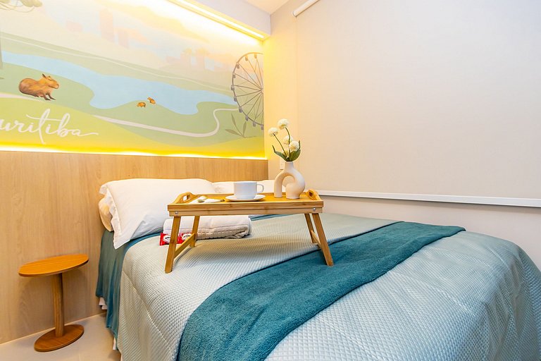 Charme Curitibano, apto 1q super completo -CNA0813