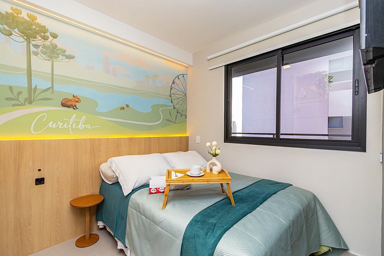 Charme Curitibano, apto 1q super completo -CNA0813