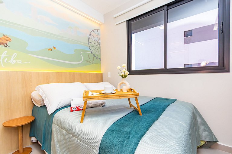 Charme Curitibano, apto 1q super completo -CNA0813