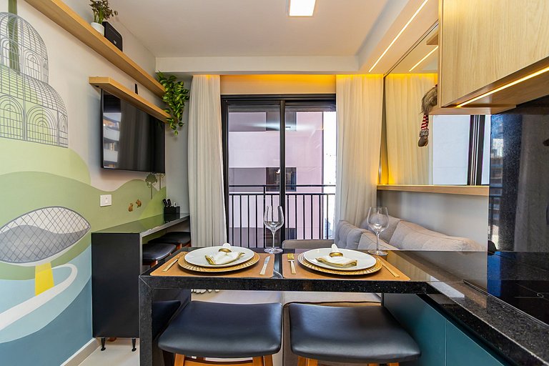 Charme Curitibano, apto 1q super completo -CNA0813