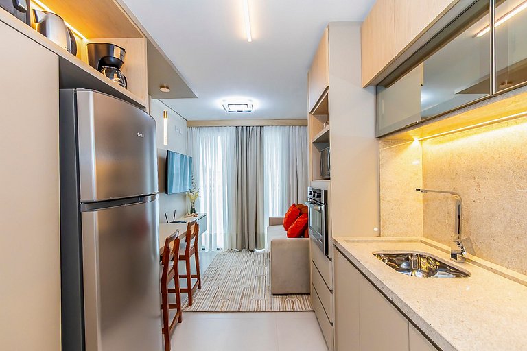 Ap de 1 quarto super completo c/ garagem - ARE0504
