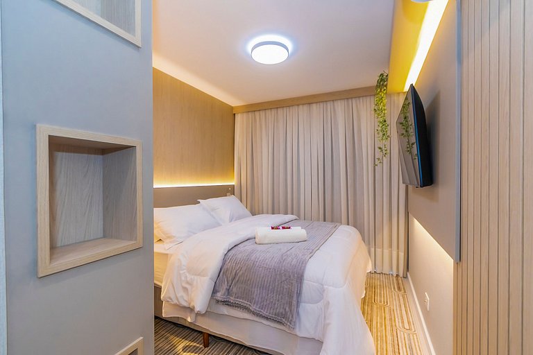Ap de 1 quarto super completo c/ garagem - ARE0504